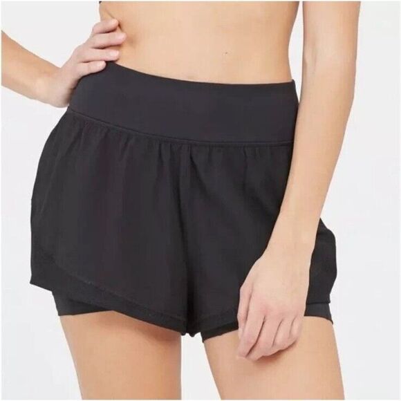 Spanx Get Moving Shorts Womens Small Black 2 in 1 50197R NEW - Picture 1 of 4